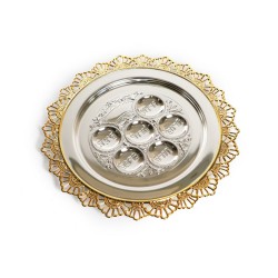 Two Tone Gold and Silver Plated Passover Seder Plate... | Seder Plates
