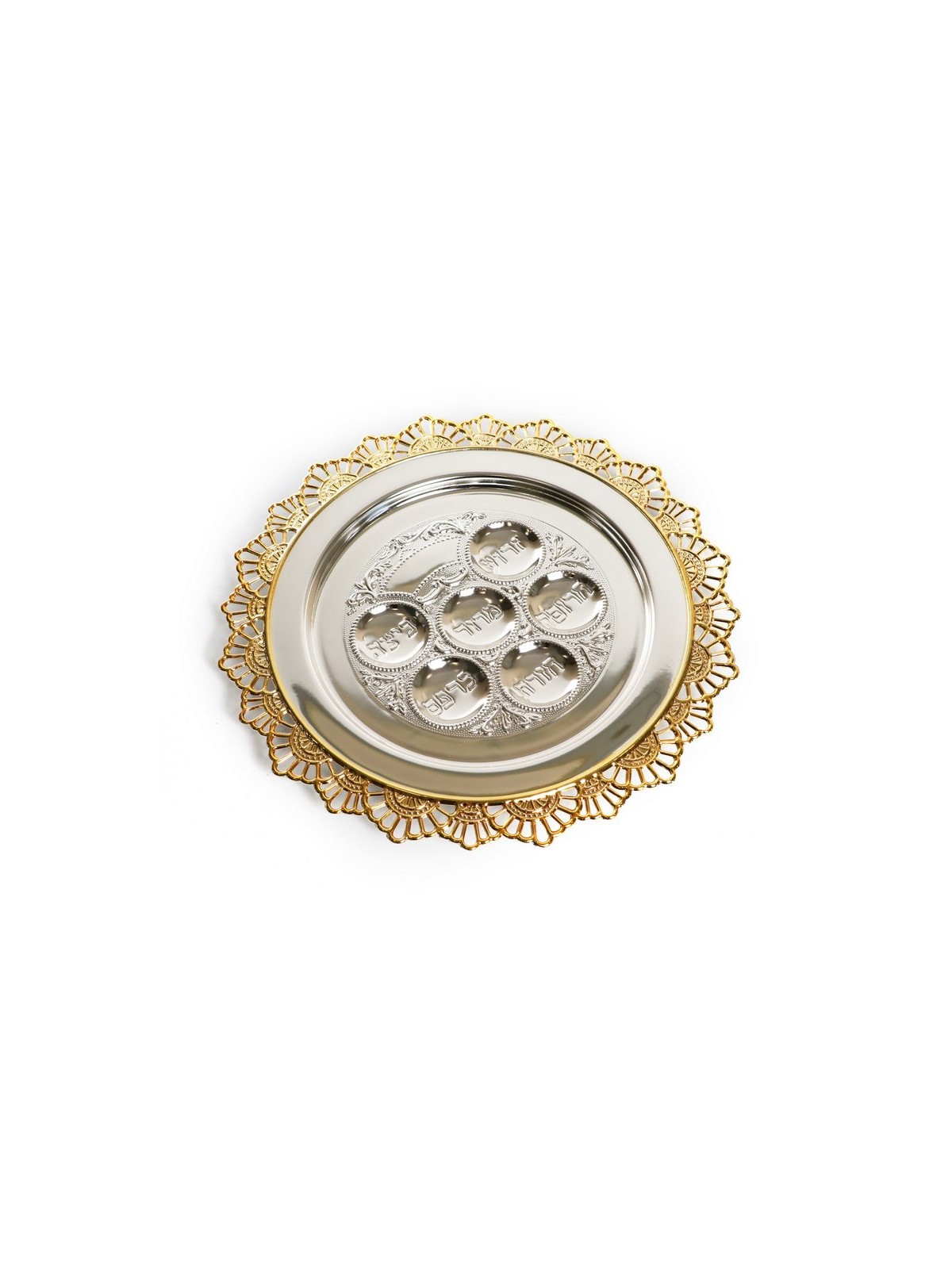 Two Tone Gold and Silver Plated Passover Seder Plate... | Seder Plates