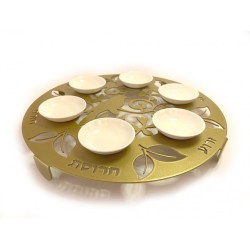 Iris Design Raised Handmade Seder Plate with Cutout ... | Seder Plates