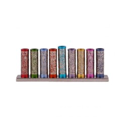 Yair Emanuel Hanukkah Menorah Cylinders with Pom... | Hanukkah Menorah