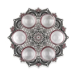 Dorit Judaica Seder Plate Mandala Design Maroon Blac... | Seder Plates