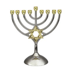 Silver and Gold Chanukah Menorah Curved Branches... | Hanukkah Menorah