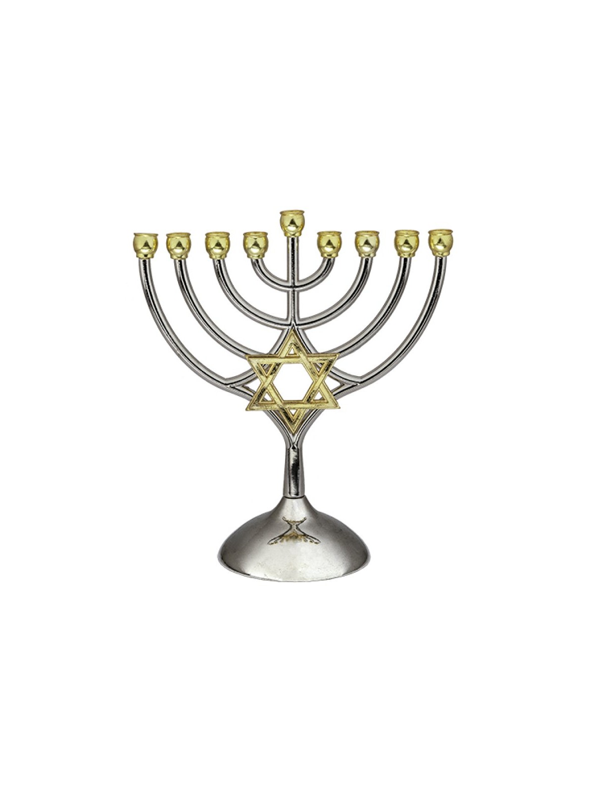 Silver and Gold Chanukah Menorah Curved Branches... | Hanukkah Menorah