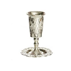 Silver Plated Kiddush Cup on Stem with Sa... | Jewish Gift from Israel