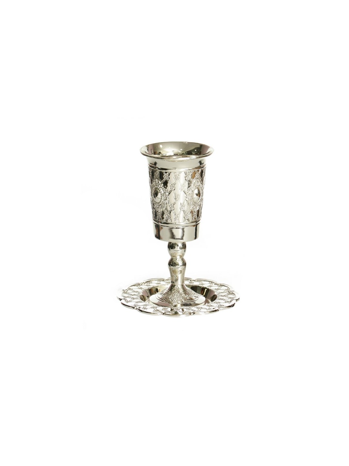 Silver Plated Kiddush Cup on Stem with Sa... | Jewish Gift from Israel