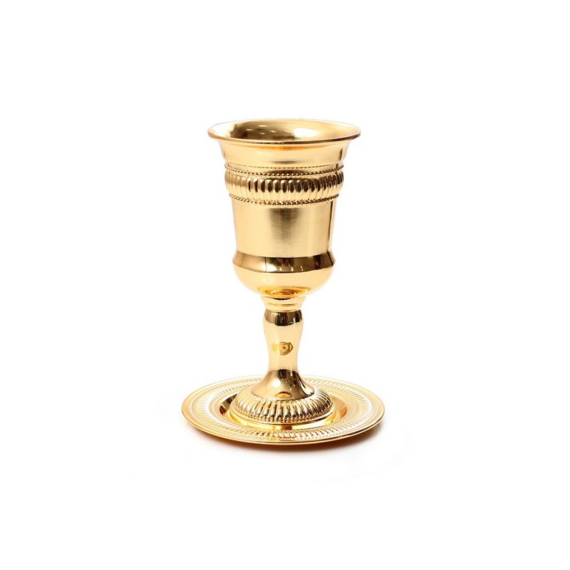 Coupe de Kiddouch sur tige avec design Regency couleur or | Coupes de Kiddouch