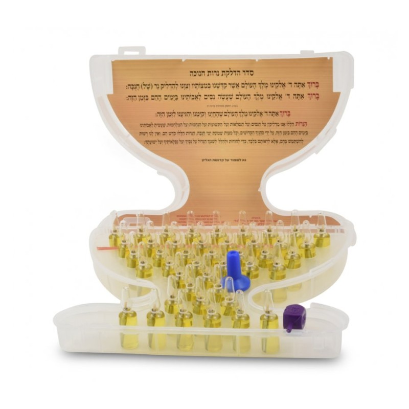 Hiddur Ready to Light Chanukah Menorah Set Pre fill... | Oil & Candles