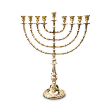 Extra Large Laiton Doré Chanukah Menorah Perles D... | Hanoukka Menorah