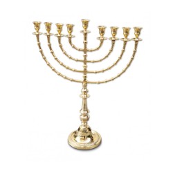 Extra Large Gold Brass Chanukah Menorah Beaded D... | Hanukkah Menorah