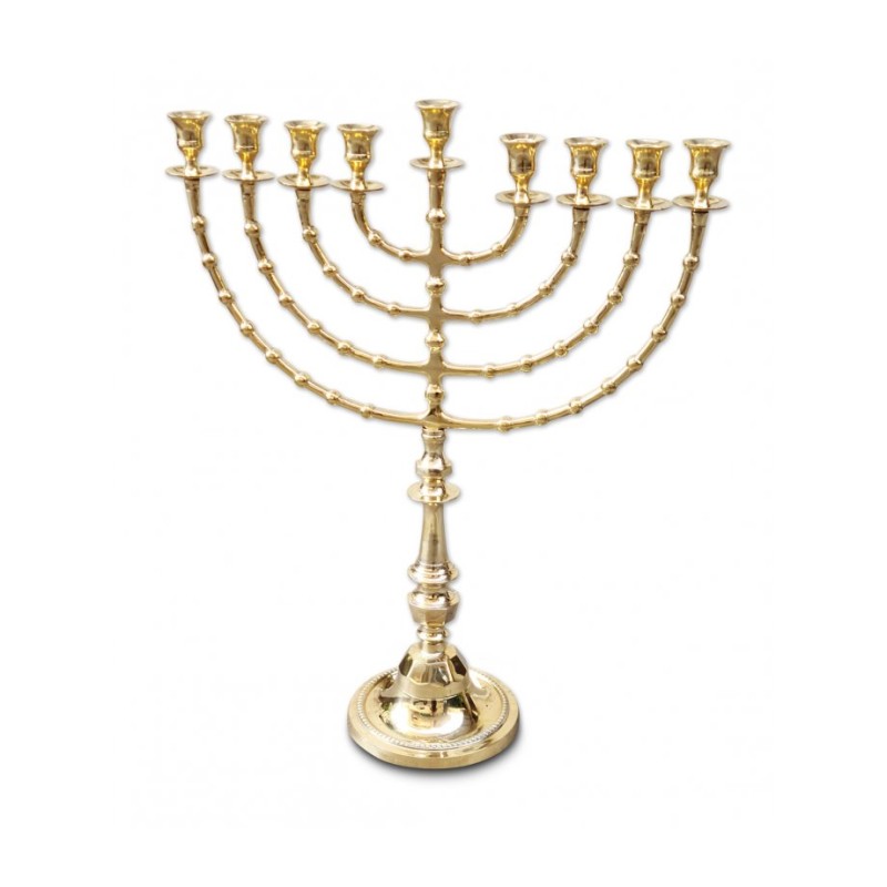 Extra Large Laiton Doré Chanukah Menorah Perles D... | Hanoukka Menorah