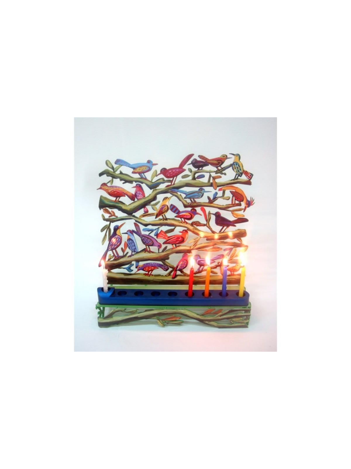 David Gerstein Laser Cut Metal Colorful Chanukah... | Hanukkah Menorah