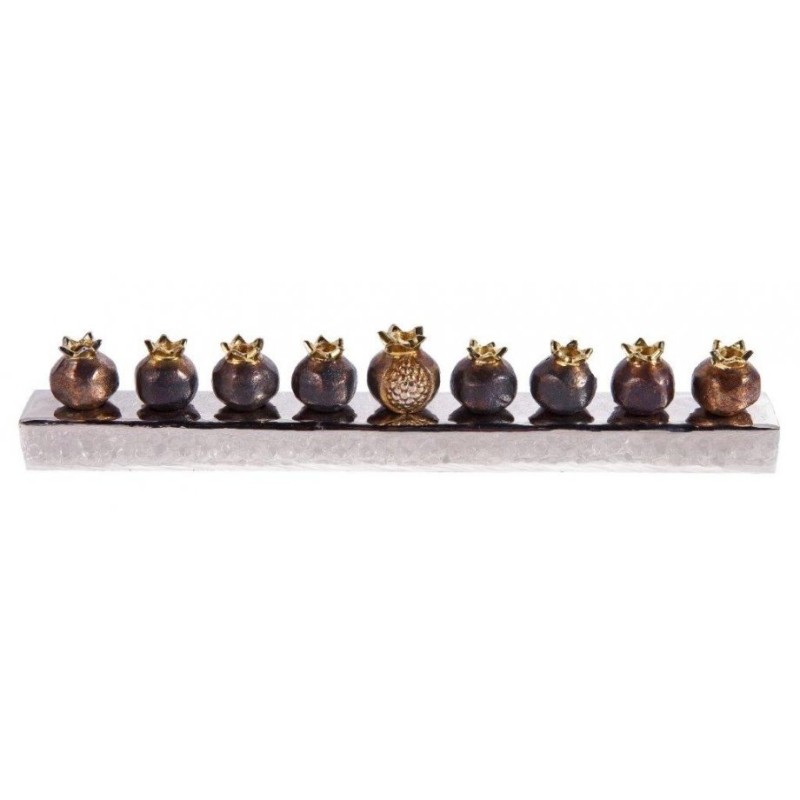 Yair Emanuel Pomegranate Hanukkah Menorah Anodiz... | Hanukkah Menorah