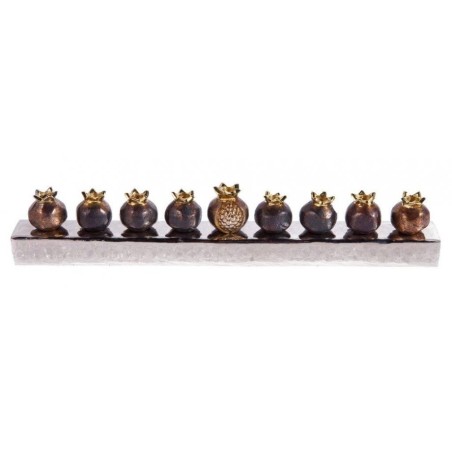 Yair Emanuel Pomegranate Hanukkah Menorah Anodiz... | Hanukkah Menorah