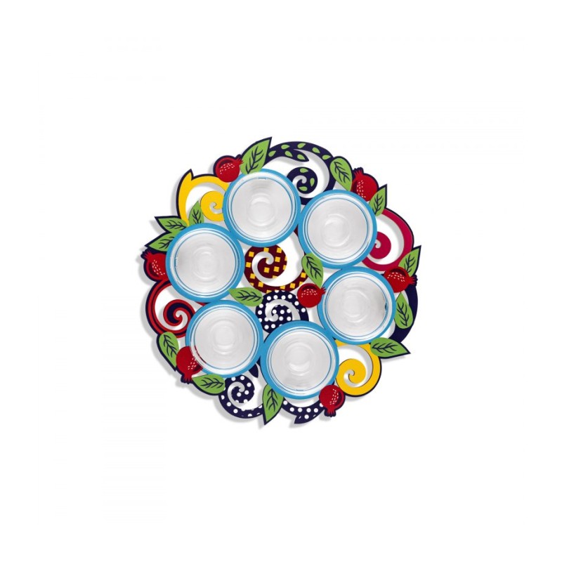 Dorit Judaica Raised Seder Plate %96 Colorful with L... | Seder Plates