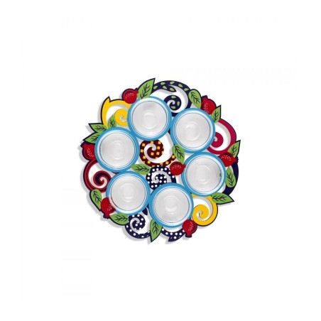 Dorit Judaica Raised Seder Plate %96 Colorful with L... | Seder Plates