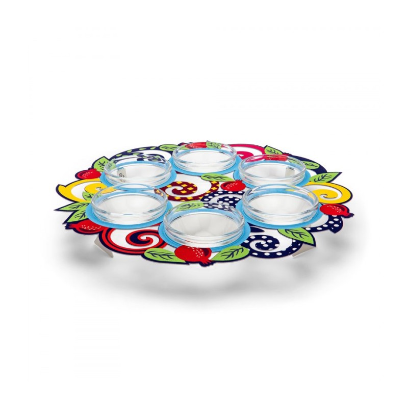 Dorit Judaica Raised Seder Plate %96 Colorful with L... | Seder Plates
