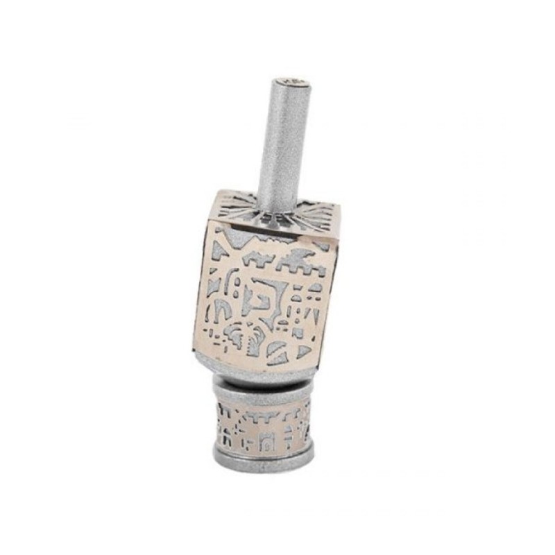 Yair Emanuel Metal Cutout Dreidel Jerusalem Design Silver | Dreidels