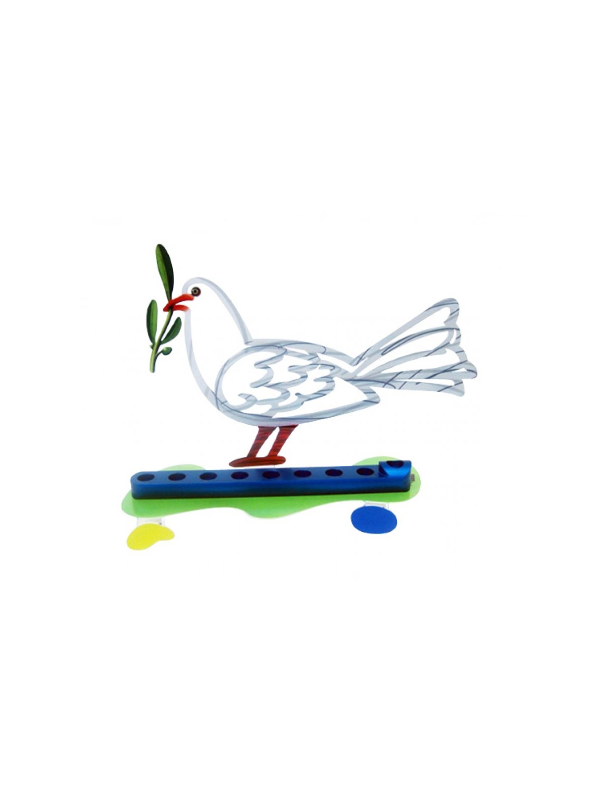 David Gerstein Laser Cut Metal White and Blue Ha... | Hanukkah Menorah