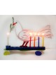 David Gerstein Laser Cut Metal White and Blue Ha... | Hanukkah Menorah
