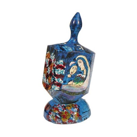 Yair Emanuel Large Hand Painted Wood Dreidel with Stand ... | Dreidels