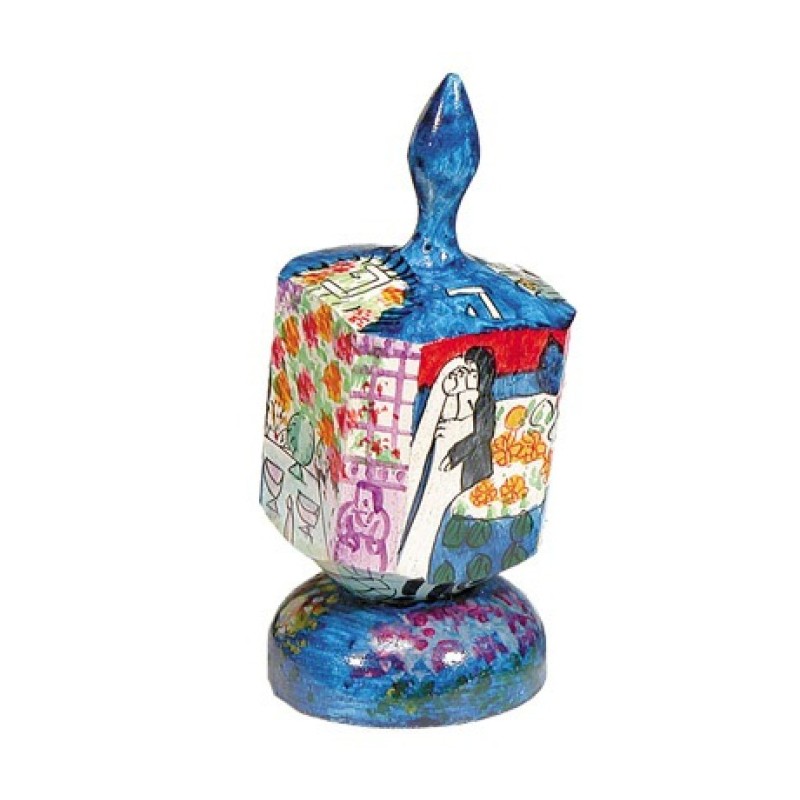 Grand Dreidel en bois peint à la main sur pied Yair Emanuel Nous... | Dreidels