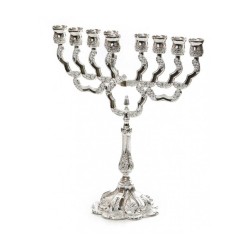 Silver Plated Chanukah Menorah Classic Ornate De... | Hanukkah Menorah