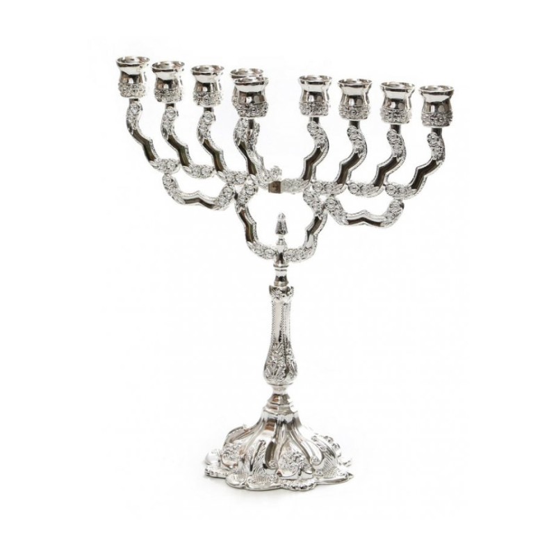 Silver Plated Chanukah Menorah Classic Ornate De... | Hanukkah Menorah