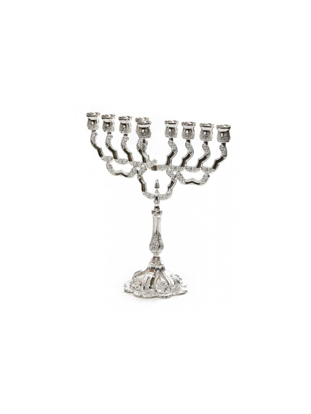 Silver Plated Chanukah Menorah Classic Ornate De... | Hanukkah Menorah