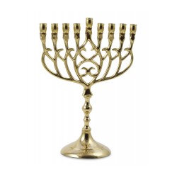 Chanukah Menorah in Brass with Swirling Design f... | Hanukkah Menorah