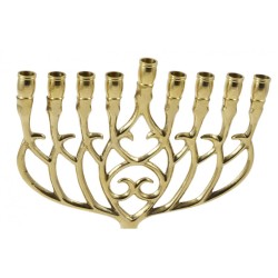 Chanukah Menorah in Brass with Swirling Design f... | Hanukkah Menorah