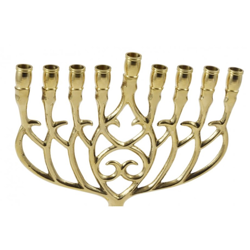 Chanukah Menorah in Brass with Swirling Design f... | Hanukkah Menorah