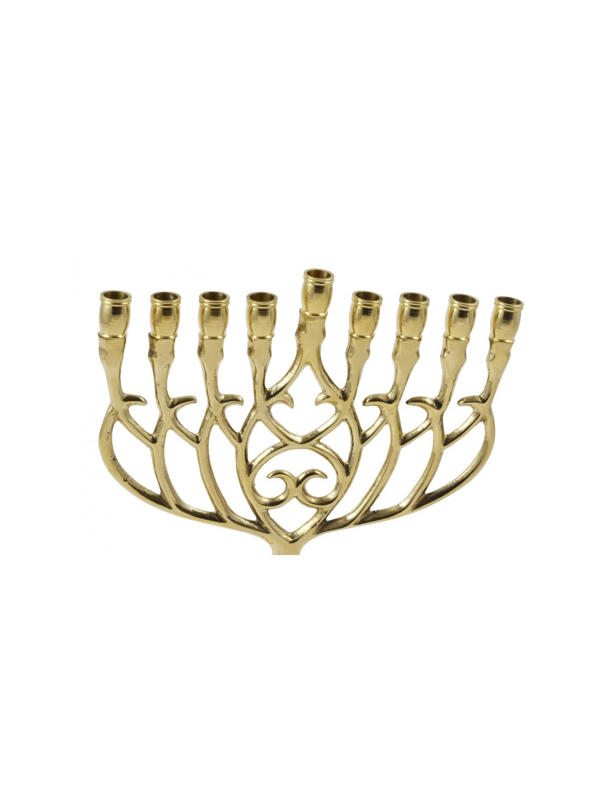 Chanukah Menorah in Brass with Swirling Design f... | Hanukkah Menorah