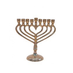 Chanukah Menorah Gold Metal with a Heart Shape 7... | Hanukkah Menorah