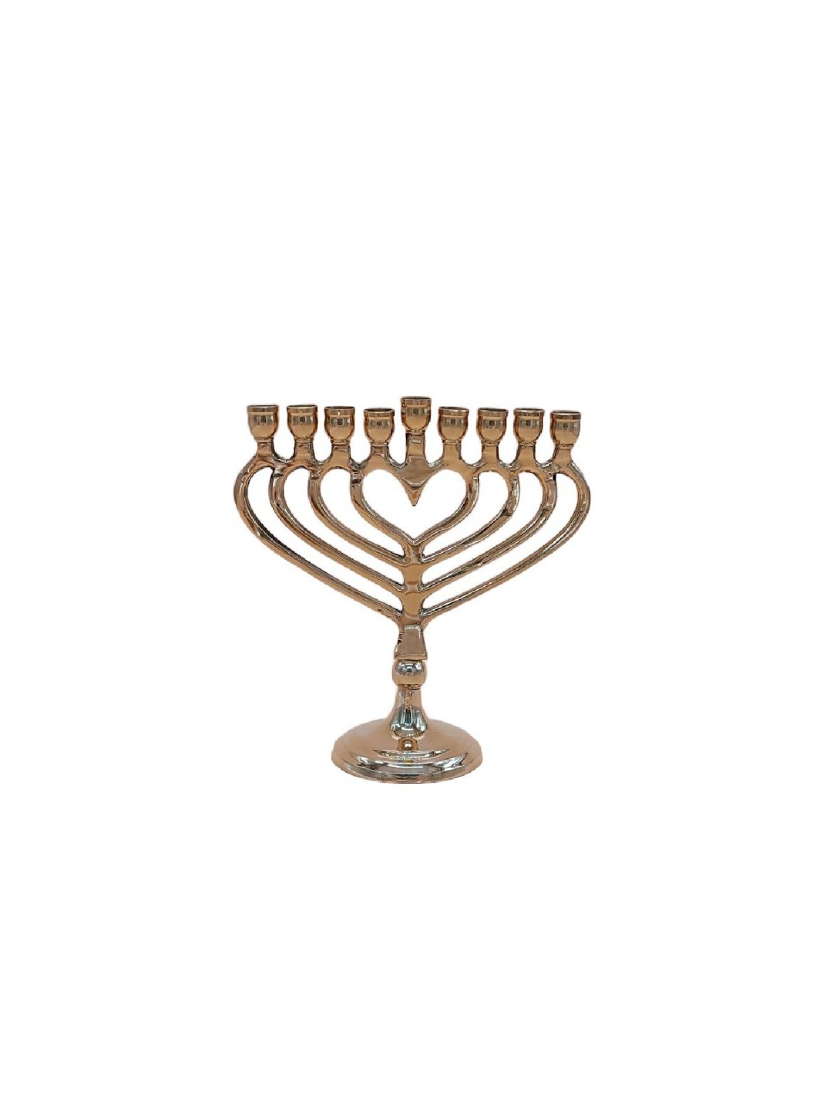 Chanukah Menorah Gold Metal with a Heart Shape 7... | Hanukkah Menorah