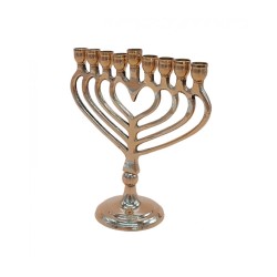 Chanukah Menorah Gold Metal with a Heart Shape 7... | Hanukkah Menorah