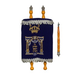 Rouleau de la Torah pour enfants brodé bleu... | Rouleau de Torah pour enfants