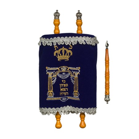 Torah Scroll for Children Embroidered Blue ... | Children Torah Scroll