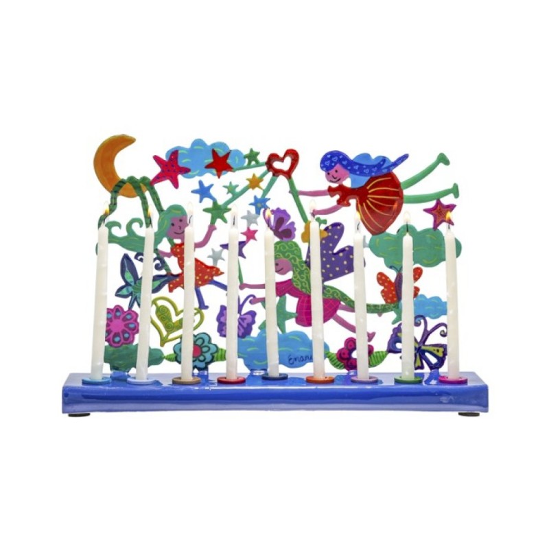Yair Emanuel Hand Painted Chanukah Menorah Color... | Hanukkah Menorah