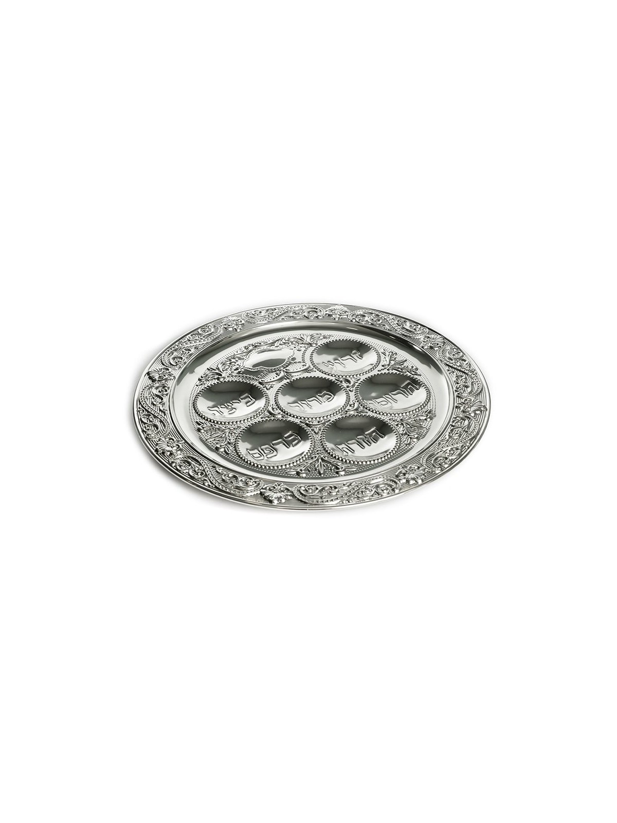 Silver Plated Passover Seder Plate Floral Swirling D... | Seder Plates