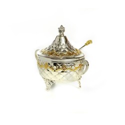 Decorative Honey Dish Silver Plated with ... | Jewish Gift from Israel