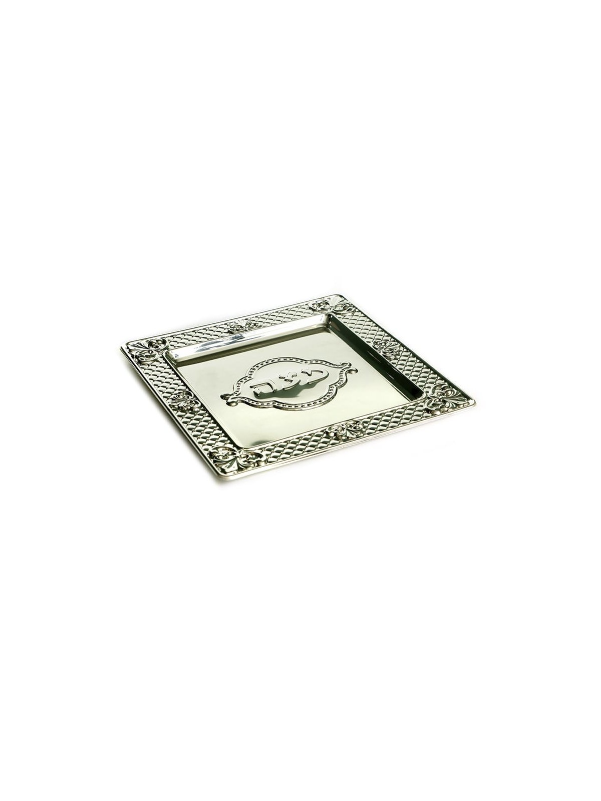 Silver Plated Square Matzah Tray Diamond ... | Jewish Gift from Israel