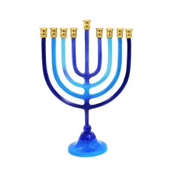 Shades of Blue Chanukah Menorah with Stem Alumin... | Hanukkah Menorah