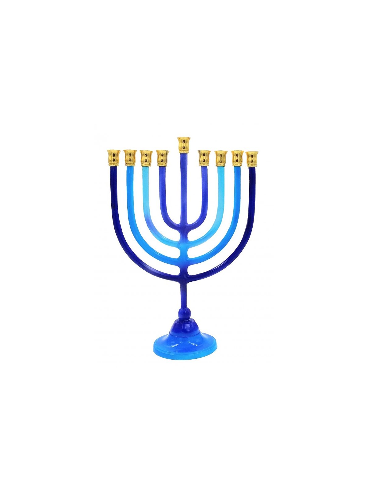 Shades of Blue Chanukah Menorah with Stem Alumin... | Hanukkah Menorah