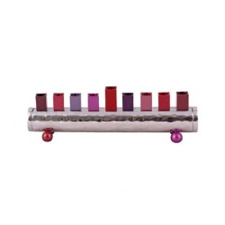 Yair Emanuel Cylinder Chanukah Menorah Hammered ... | Hanukkah Menorah