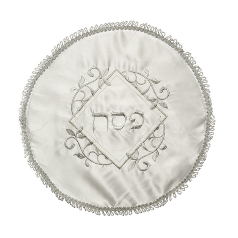 White Satin Passover Matzah Cover with S... | Matzah & Afikoman Covers