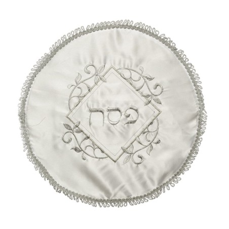 White Satin Passover Matzah Cover with S... | Matzah & Afikoman Covers