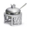 Rosh Hashanah Glass Honey Dish in Metal F... | Jewish Gift from Israel