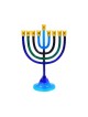 Blue Green Black Chanukah Menorah with Stem Alum... | Hanukkah Menorah