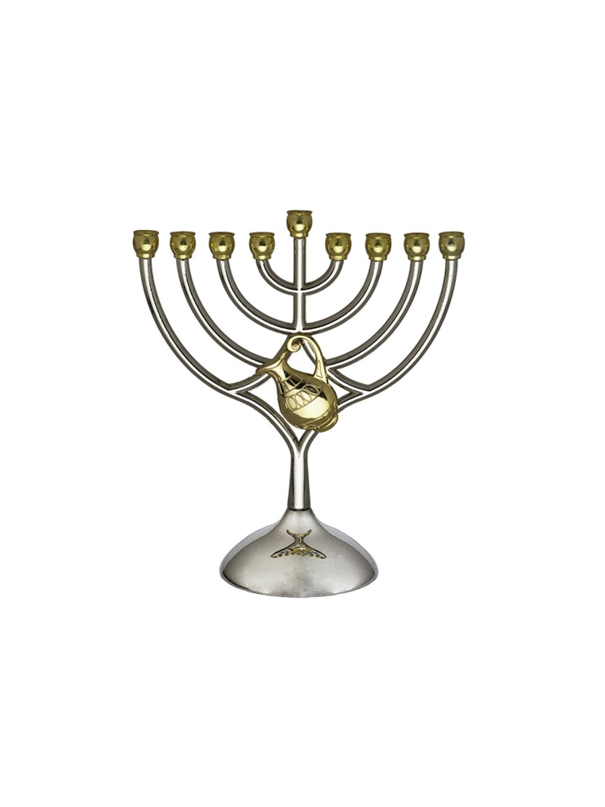 Silver and Gold Chanukah Menorah Curved Branches... | Hanukkah Menorah