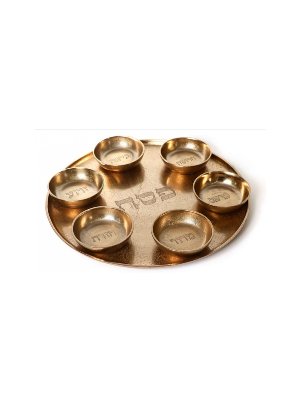 Gold Seder Plate with Six Matching Gold Bowls Enamel... | Seder Plates